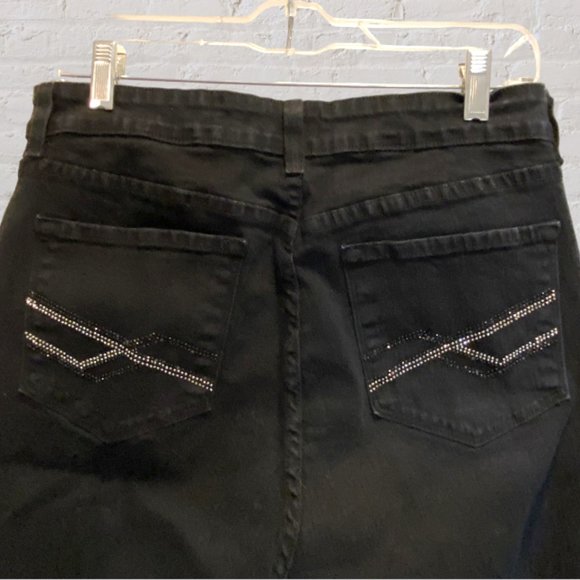 NYDJ -- Jeans, Black Straight Cut, Rhinestone Detail on Back Pockets - Picture 9 of 13